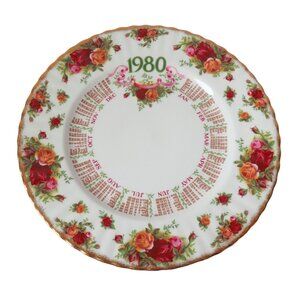 Vintage Royal Albert Old Country Roses Calendar Plate Bone China Plate 1980 Cale